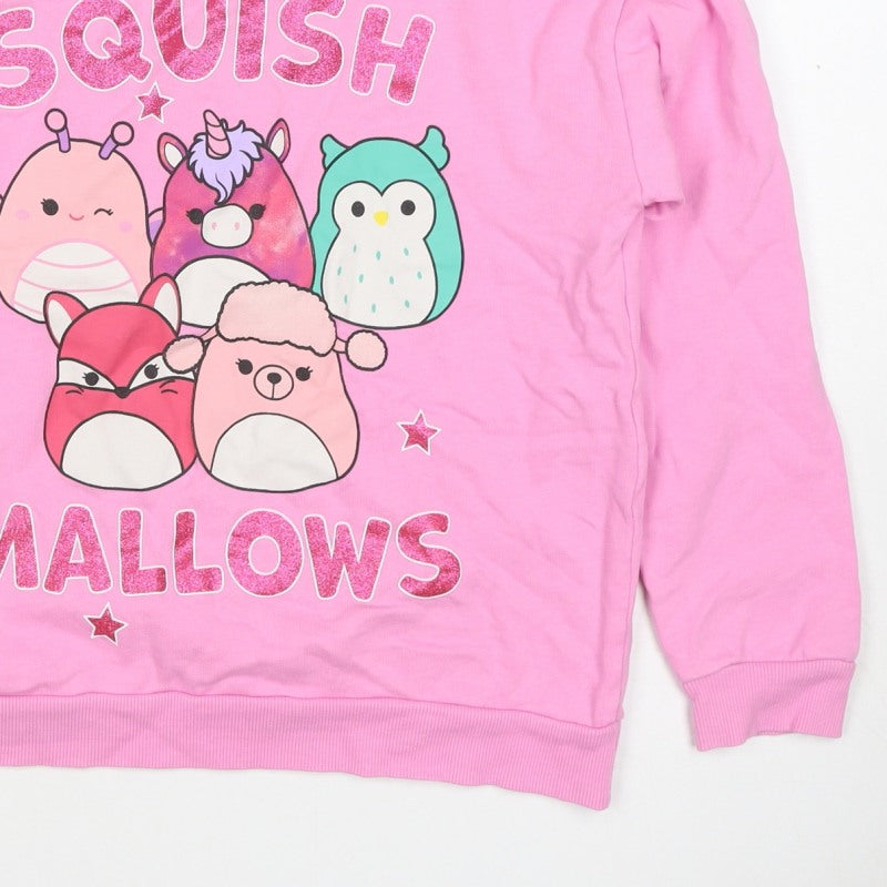 Nutmeg Girls Pink 9-10 Years Squishmallows Graphic Print Pullover Sweatshirt