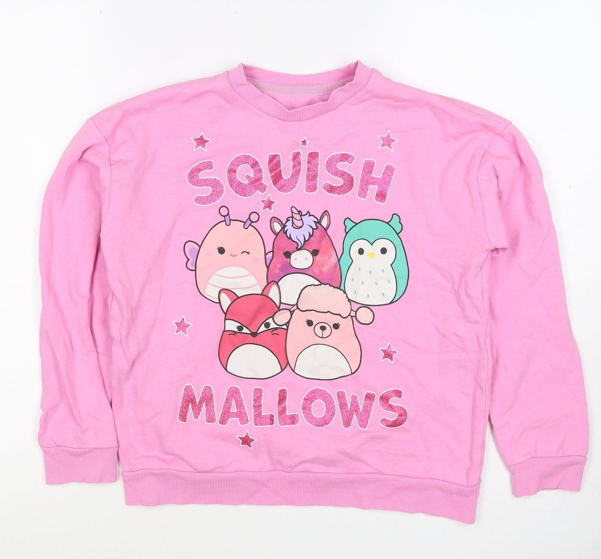 Nutmeg Girls Pink 9-10 Years Squishmallows Graphic Print Pullover Sweatshirt