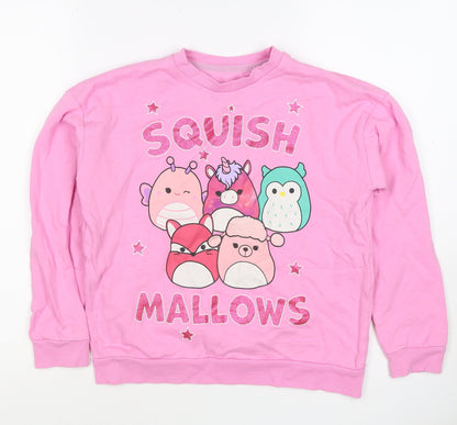 Nutmeg Girls Pink 9-10 Years Squishmallows Graphic Print Pullover Sweatshirt