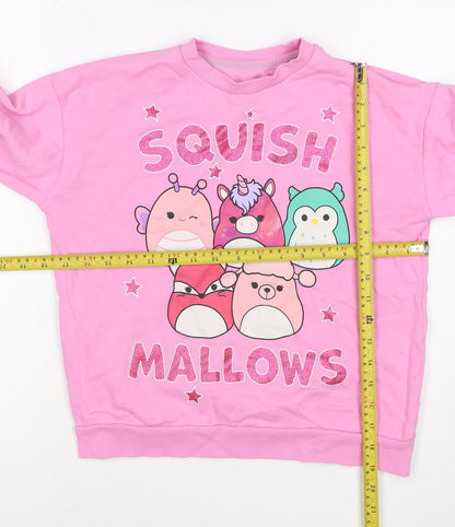 Nutmeg Girls Pink 9-10 Years Squishmallows Graphic Print Pullover Sweatshirt