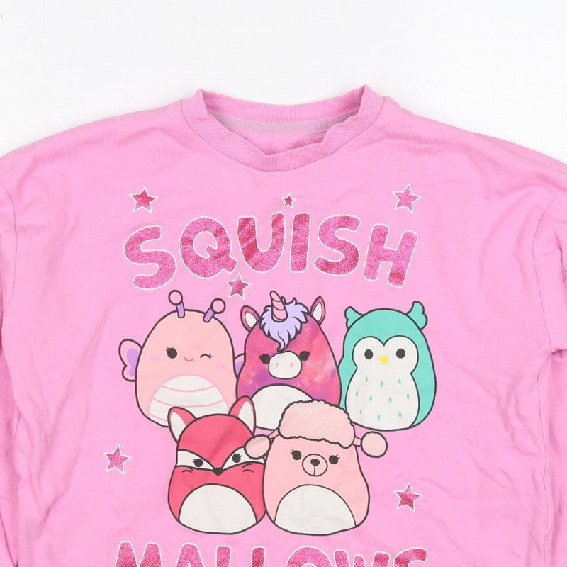 Nutmeg Girls Pink 9-10 Years Squishmallows Graphic Print Pullover Sweatshirt
