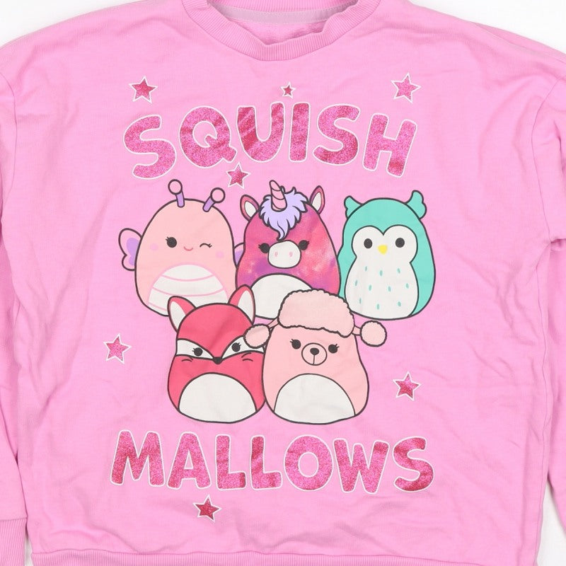 Nutmeg Girls Pink 9-10 Years Squishmallows Graphic Print Pullover Sweatshirt