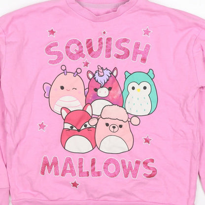Nutmeg Girls Pink 9-10 Years Squishmallows Graphic Print Pullover Sweatshirt