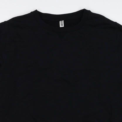 Moschino Women Black M Pullover Sweatshirt Logo Trim Crew Neck