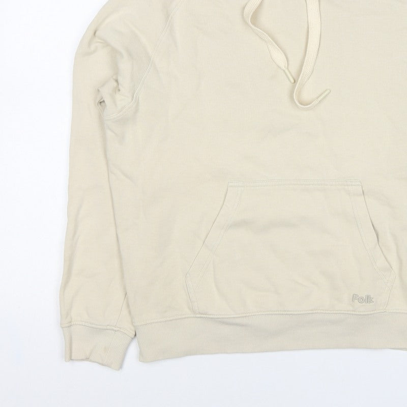 Folk Women's Ivory Size S Pullover Hooded Sweatshirt Logo Pocket