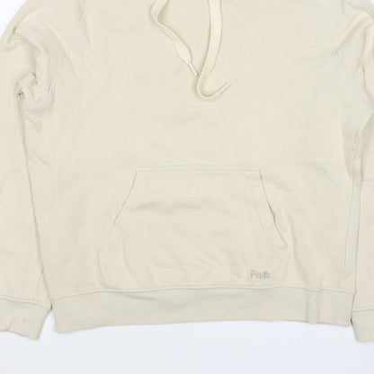 Folk Women's Ivory Size S Pullover Hooded Sweatshirt Logo Pocket