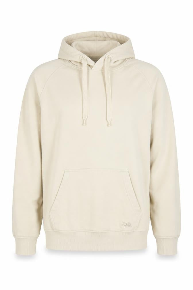 Folk Women's Ivory Size S Pullover Hooded Sweatshirt Logo Pocket