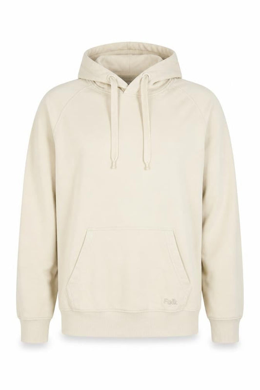Folk Women's Ivory Size S Pullover Hooded Sweatshirt Logo Pocket