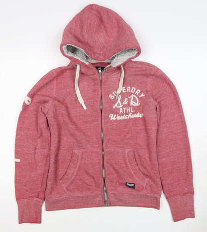 Superdry Women’s Pink XL Full Zip Logo Hoodie Sherpa Lined