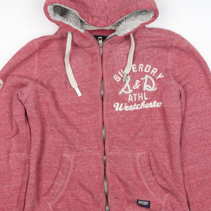 Superdry Women’s Pink XL Full Zip Logo Hoodie Sherpa Lined