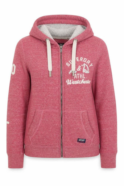 Superdry Women’s Pink XL Full Zip Logo Hoodie Sherpa Lined