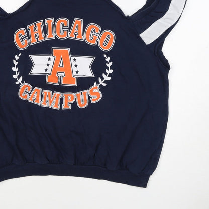 ASOS Women’s Navy Chicago Campus Graphic Ruffle Vest Sweatshirt UK 18