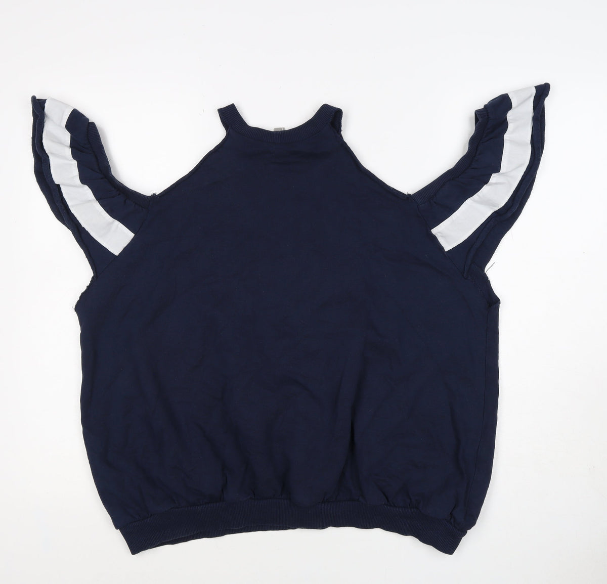 ASOS Women’s Navy Chicago Campus Graphic Ruffle Vest Sweatshirt UK 18