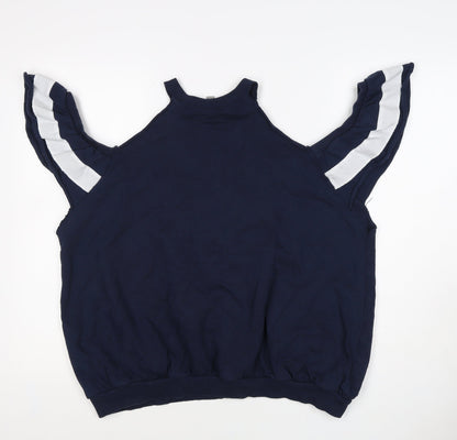 ASOS Women’s Navy Chicago Campus Graphic Ruffle Vest Sweatshirt UK 18