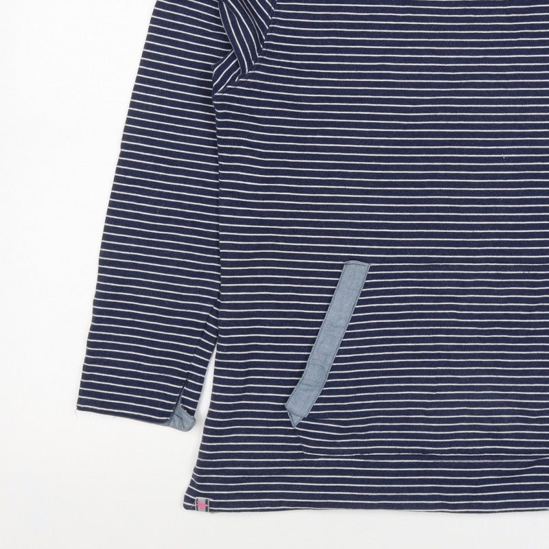 Country Rose Women’s Blue Stripe S Pullover Sweatshirt Pocket Logo