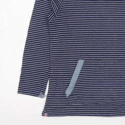 Country Rose Women’s Blue Stripe S Pullover Sweatshirt Pocket Logo