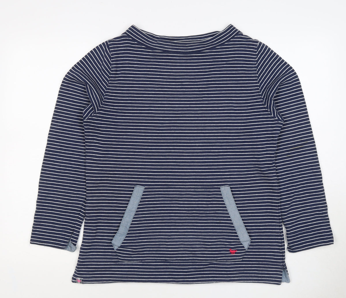 Country Rose Women’s Blue Stripe S Pullover Sweatshirt Pocket Logo