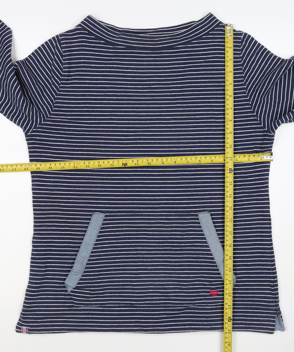Country Rose Women’s Blue Stripe S Pullover Sweatshirt Pocket Logo