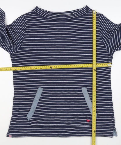 Country Rose Women’s Blue Stripe S Pullover Sweatshirt Pocket Logo