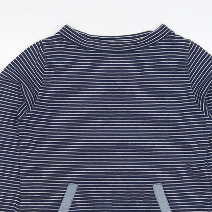 Country Rose Women’s Blue Stripe S Pullover Sweatshirt Pocket Logo