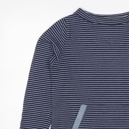 Country Rose Women’s Blue Stripe S Pullover Sweatshirt Pocket Logo