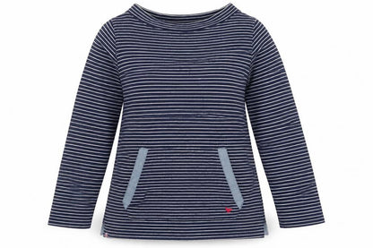 Country Rose Women’s Blue Stripe S Pullover Sweatshirt Pocket Logo