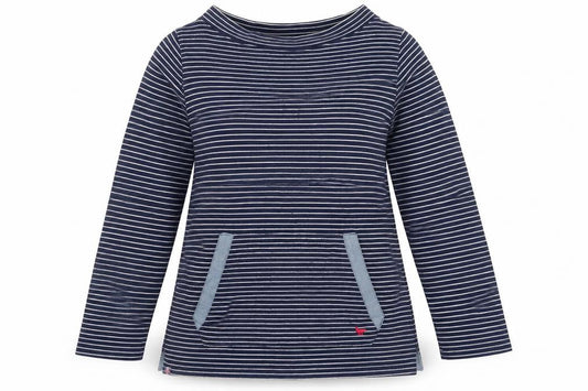 Country Rose Women’s Blue Stripe S Pullover Sweatshirt Pocket Logo