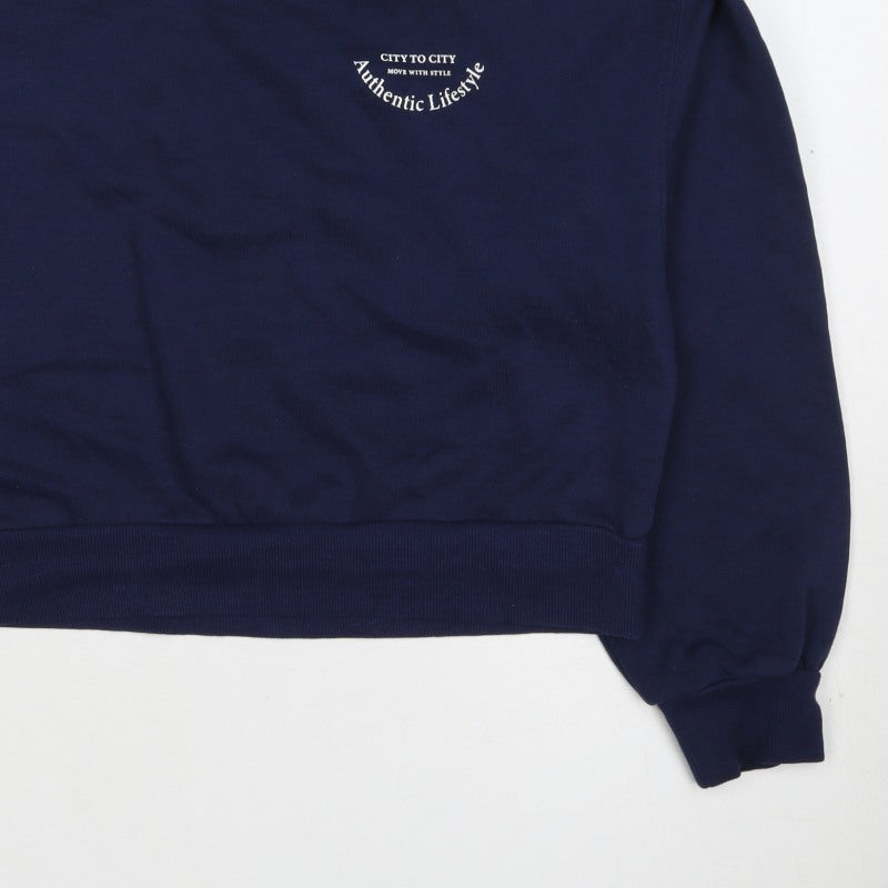 H&M Divided Women’s Blue UK 12 Pullover Logo Crew Neck Sweatshirt