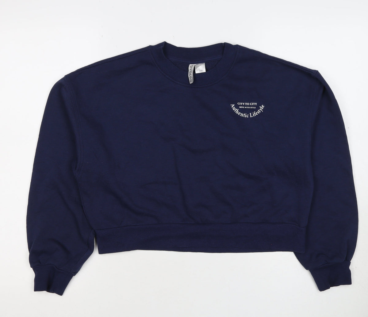H&M Divided Women’s Blue UK 12 Pullover Logo Crew Neck Sweatshirt