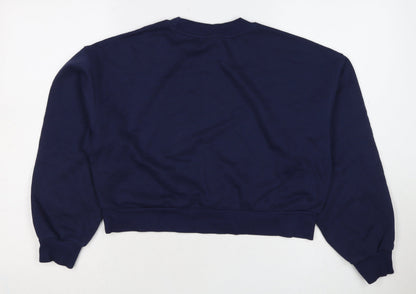 H&M Divided Women’s Blue UK 12 Pullover Logo Crew Neck Sweatshirt