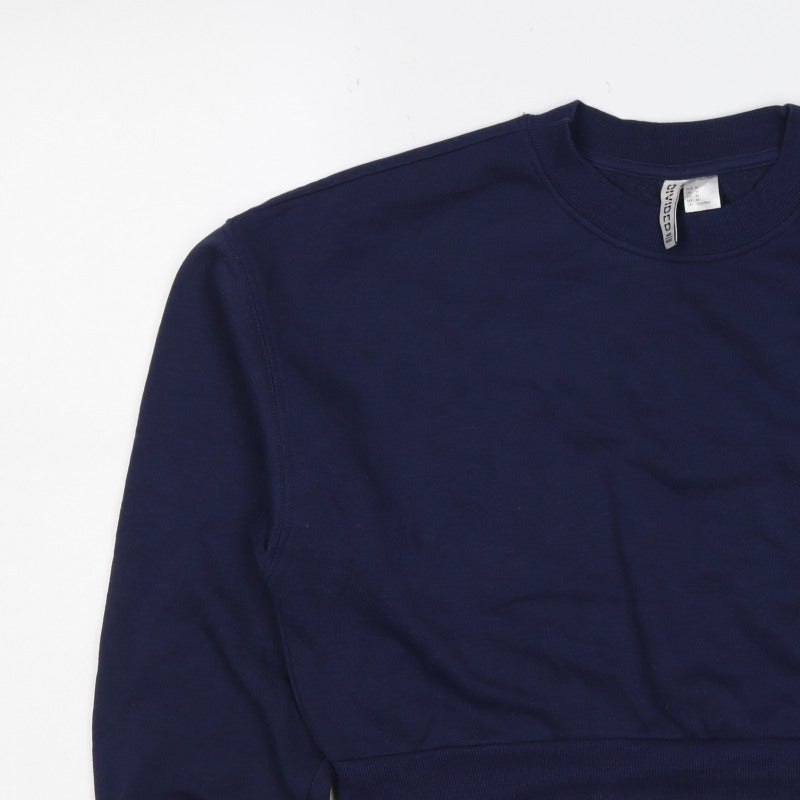 H&M Divided Women’s Blue UK 12 Pullover Logo Crew Neck Sweatshirt