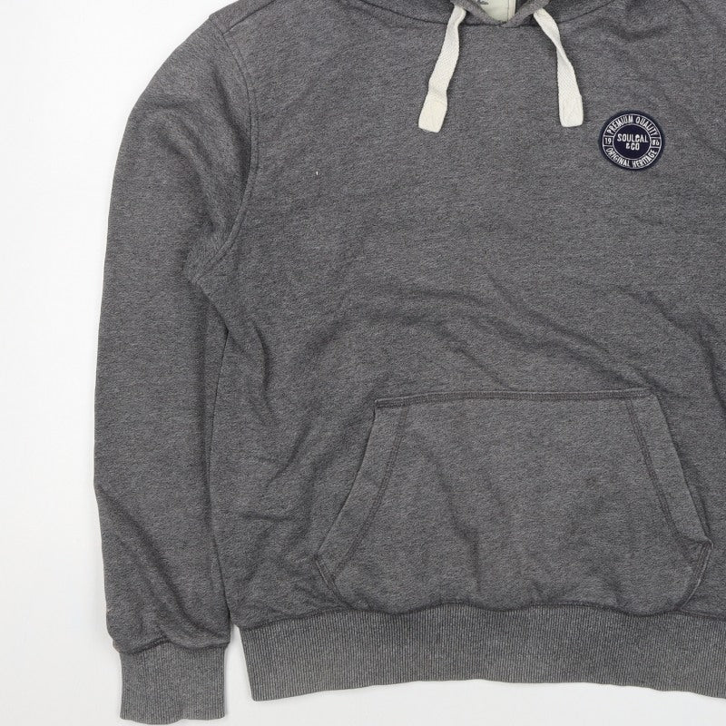 Soulcal & Co Men Grey 2XL Pullover Hoodie Logo Kangaroo Pocket