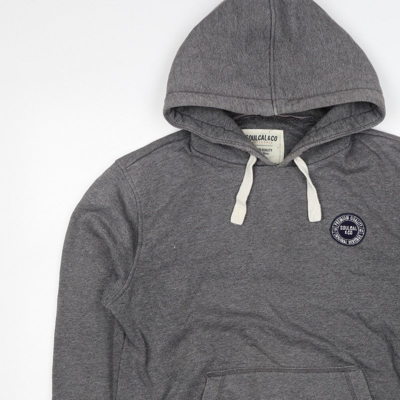 Soulcal & Co Men Grey 2XL Pullover Hoodie Logo Kangaroo Pocket