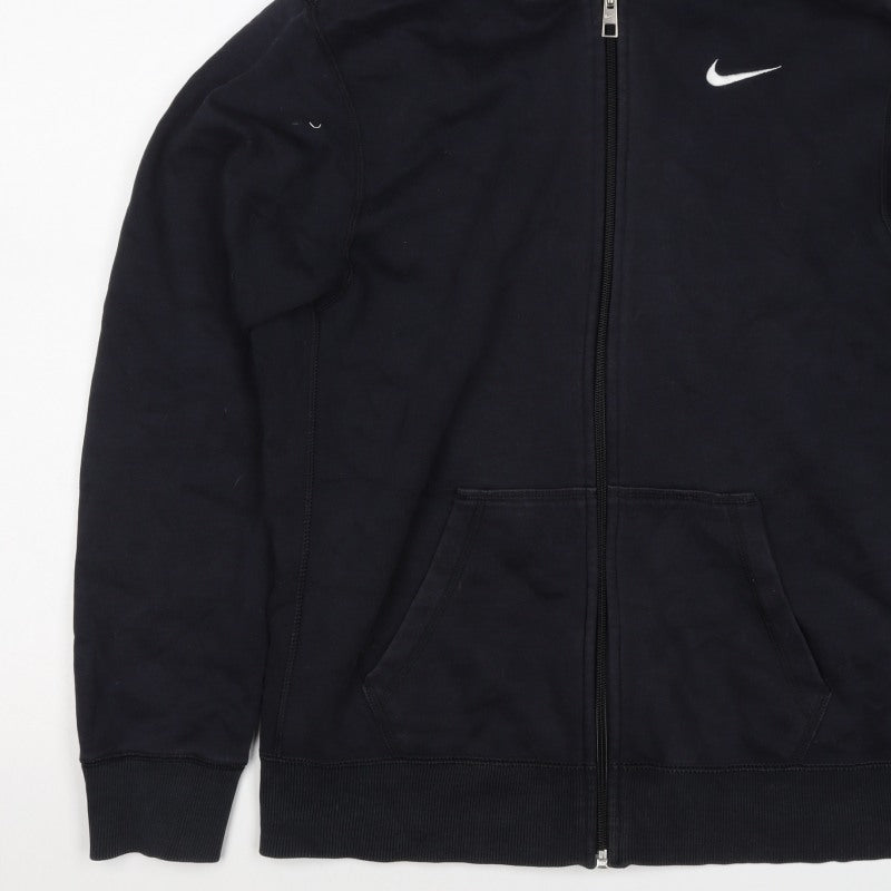 Nike Men's Black XL Full Zip Hooded Logo Hoodie Pockets