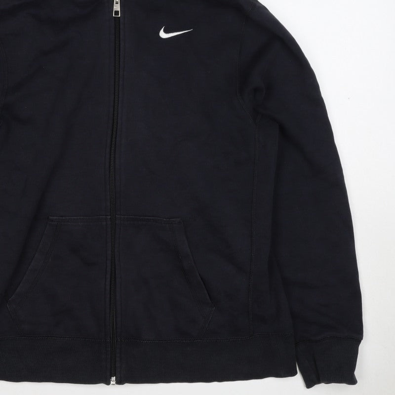 Nike Men's Black XL Full Zip Hooded Logo Hoodie Pockets