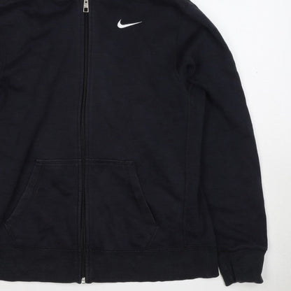 Nike Men's Black XL Full Zip Hooded Logo Hoodie Pockets