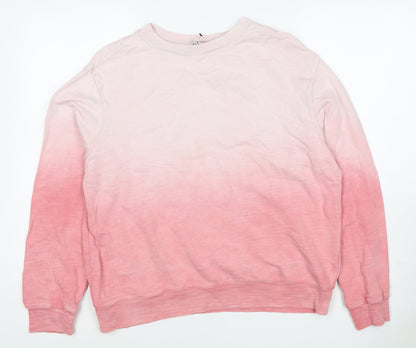 Marks & Spencer Women Pink Ombre M Pullover Crew Neck Sweatshirt