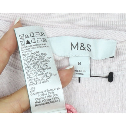 Marks & Spencer Women Pink Ombre M Pullover Crew Neck Sweatshirt
