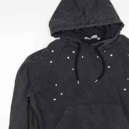 Clockhouse Women’s Black M Studded Pullover Hoodie Cotton