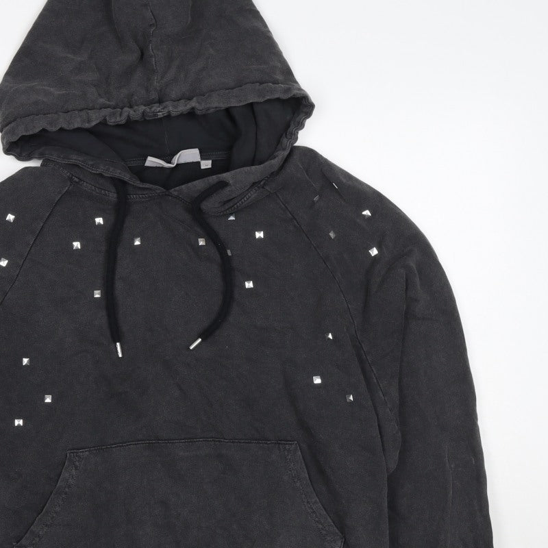 Clockhouse Women’s Black M Studded Pullover Hoodie Cotton