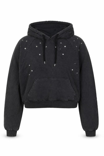 Clockhouse Women’s Black M Studded Pullover Hoodie Cotton