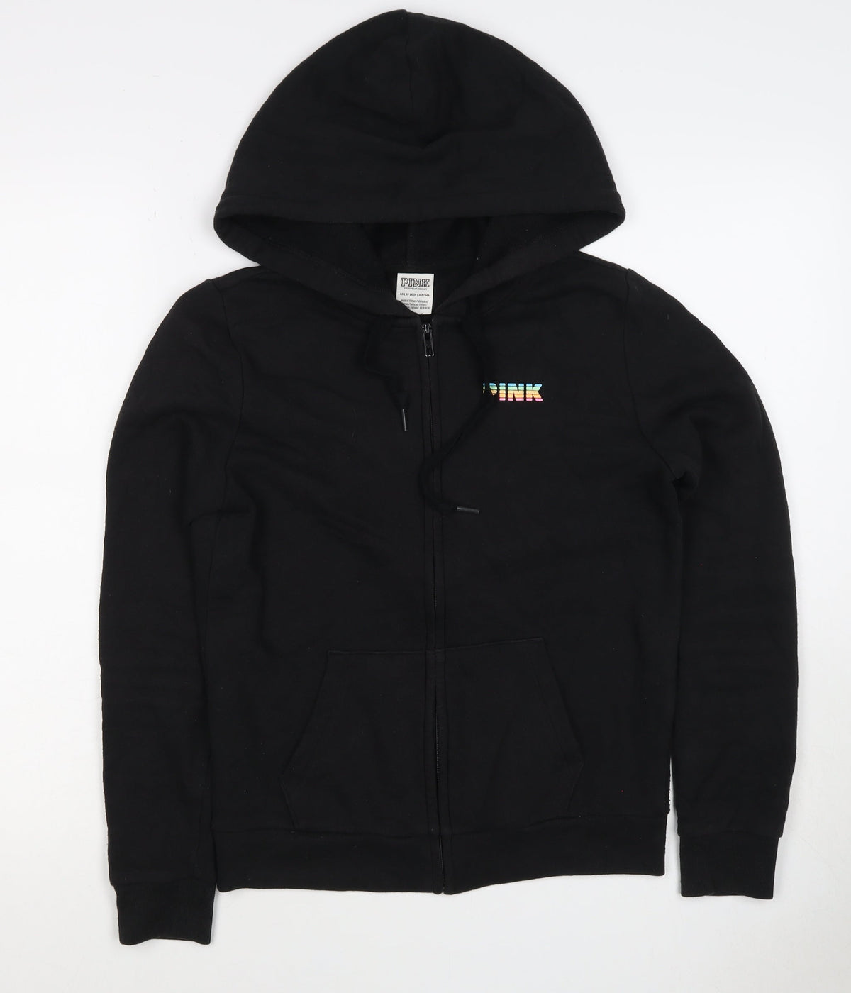 Victoria's Secret PINK Women's Black XS Full Zip Tropical Logo Hoodie