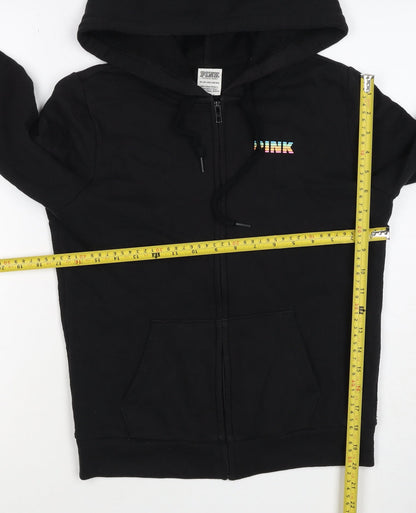 Victoria's Secret PINK Women's Black XS Full Zip Tropical Logo Hoodie