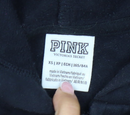 Victoria's Secret PINK Women's Black XS Full Zip Tropical Logo Hoodie