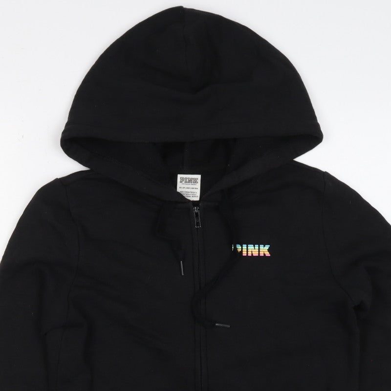 Victoria's Secret PINK Women's Black XS Full Zip Tropical Logo Hoodie