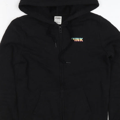 Victoria's Secret PINK Women's Black XS Full Zip Tropical Logo Hoodie