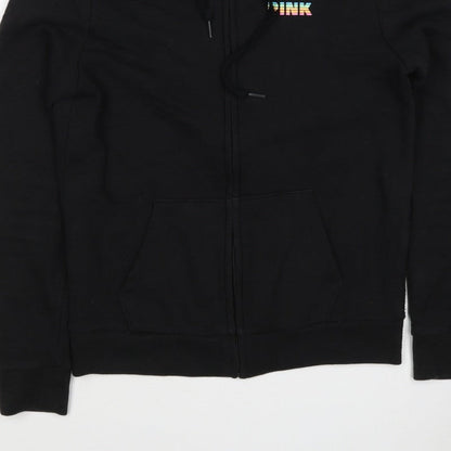 Victoria's Secret PINK Women's Black XS Full Zip Tropical Logo Hoodie
