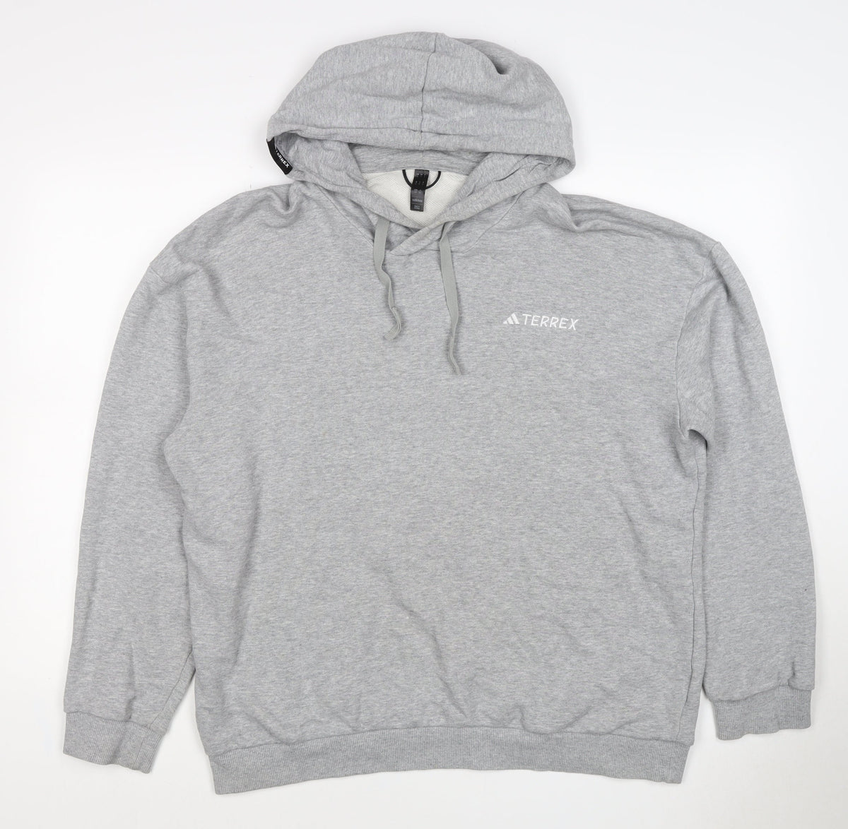 adidas Terrex Men’s Grey L Pullover Hooded Hiking Hoodie Logo