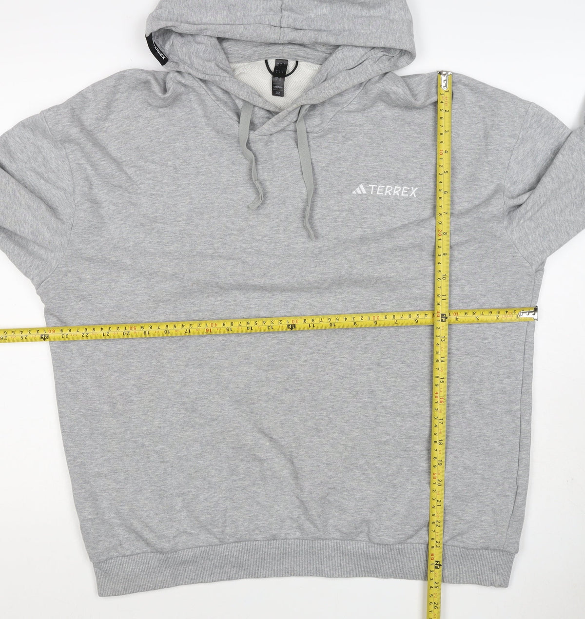 adidas Terrex Men’s Grey L Pullover Hooded Hiking Hoodie Logo