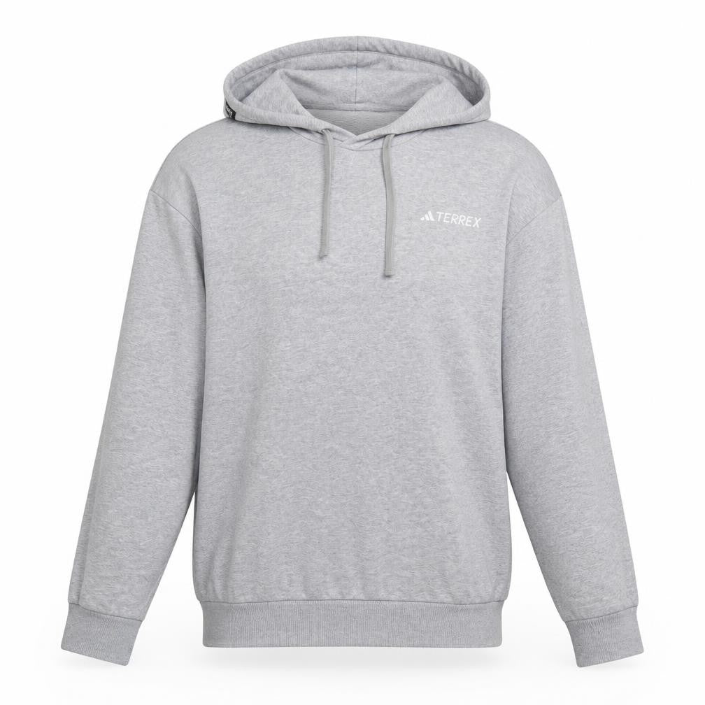 adidas Terrex Men’s Grey L Pullover Hooded Hiking Hoodie Logo